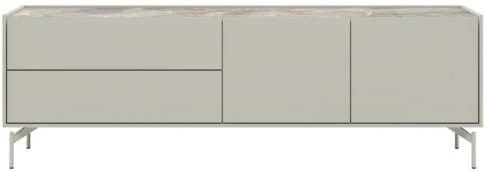 Xooon Noon lowboard 170 cm - 2-deuren + 2-laden - bovenblad in HPL light grey Grijs Kast