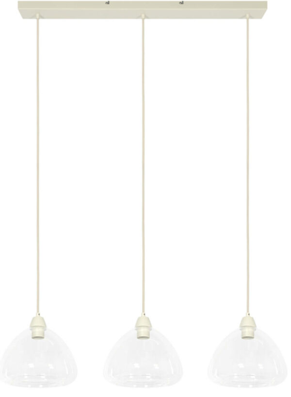 Hanglamp Bisho - Glas Helder+crème Light & Living Hanglamp 2982143