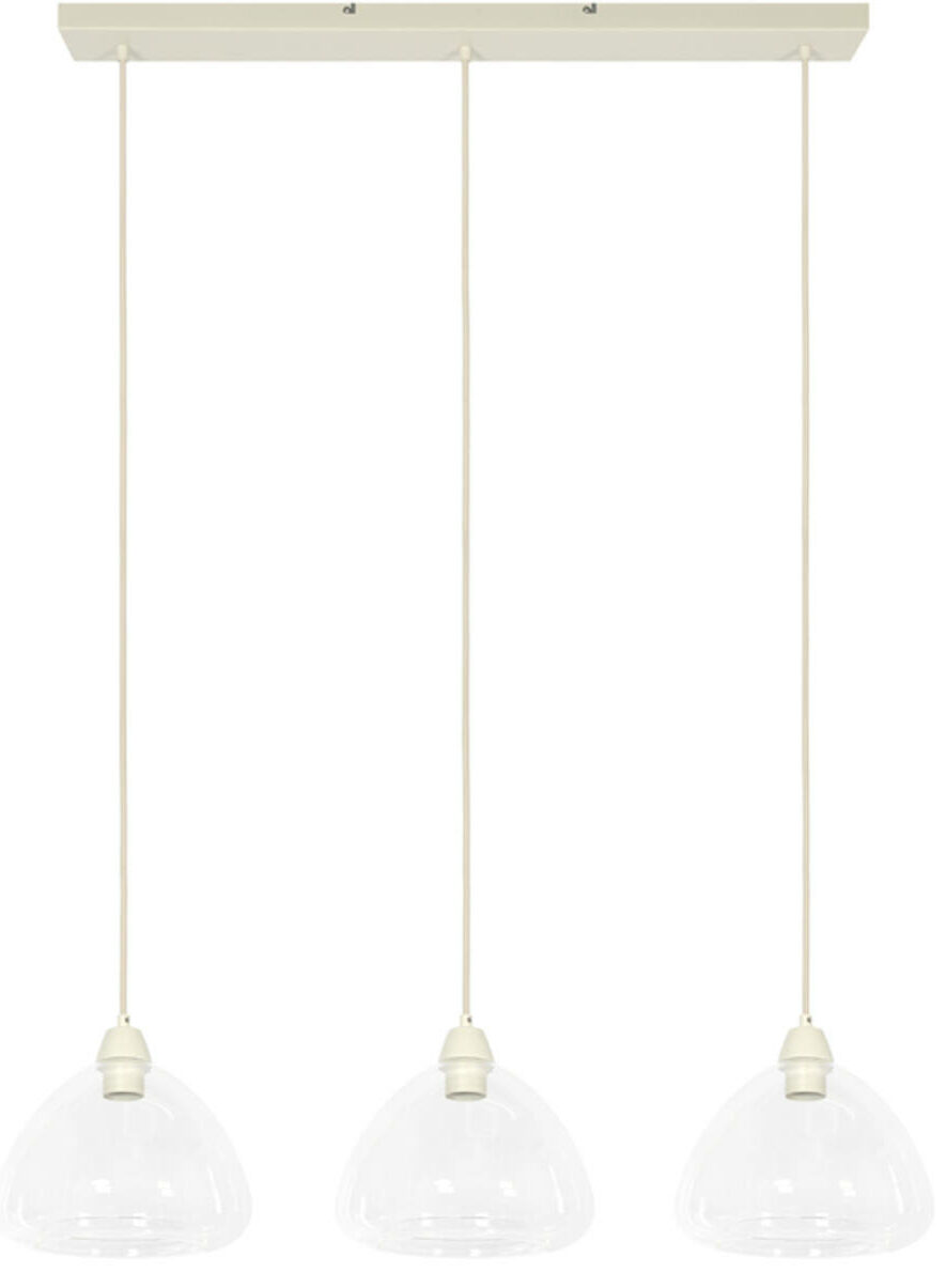 Hanglamp Bisho - Glas Helder+crème Light & Living Hanglamp 2982143