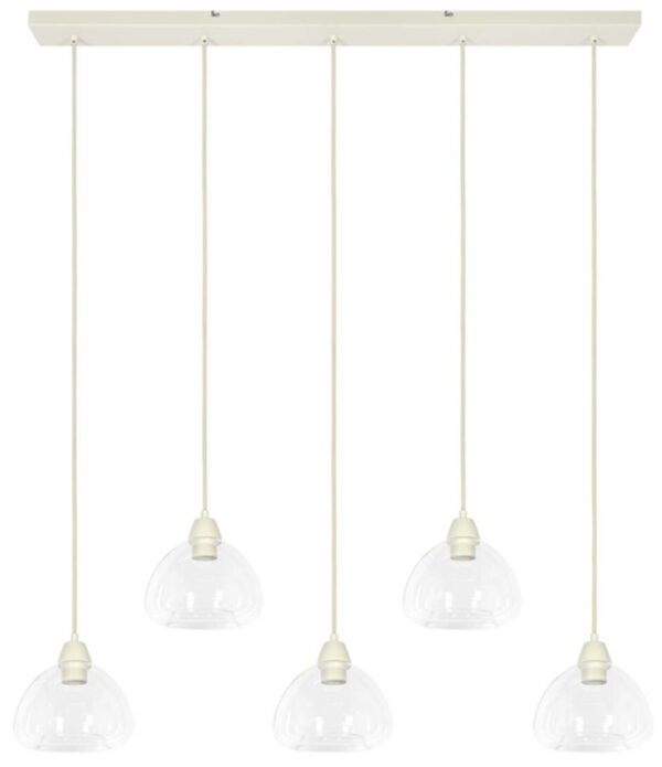 Hanglamp Bisho - Glas Helder+crème Light & Living Hanglamp 2982243