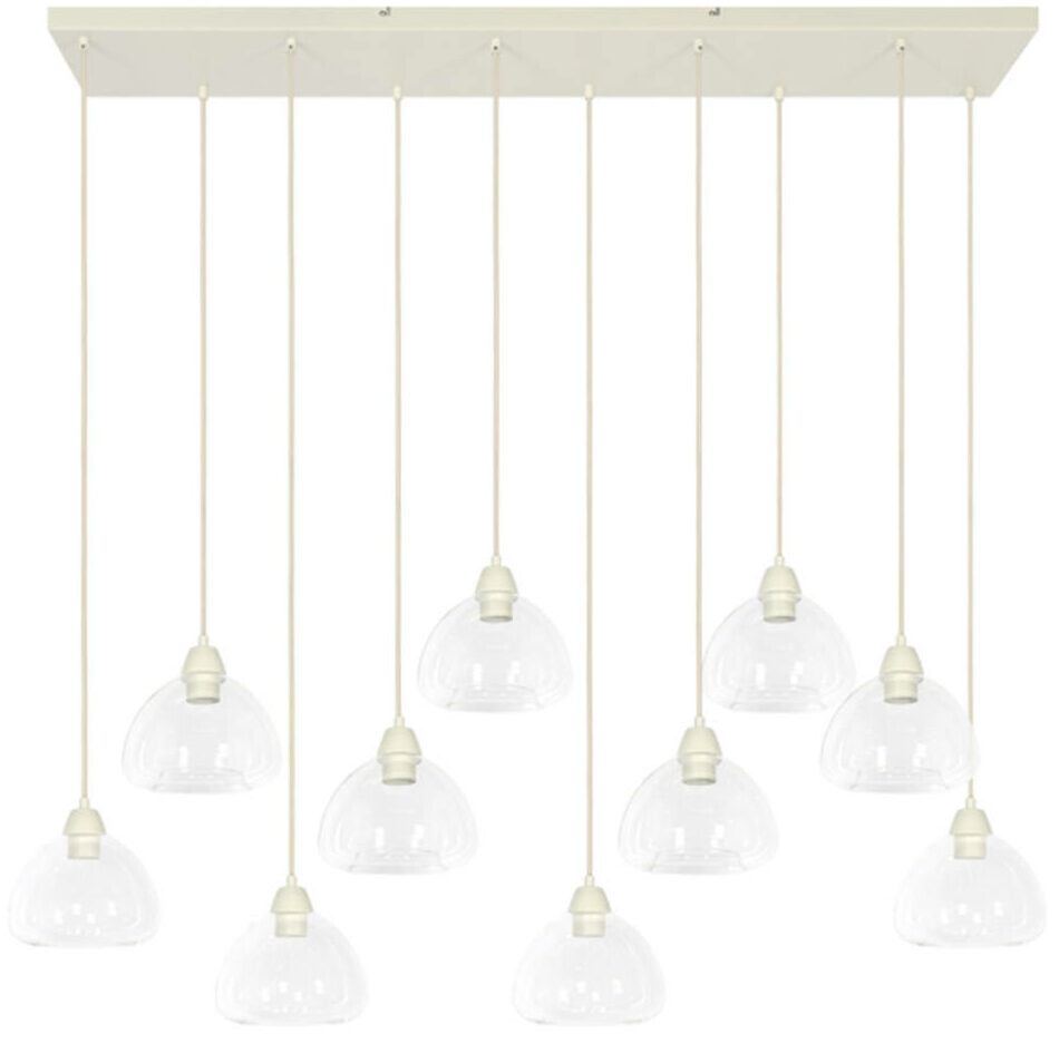 Hanglamp Bisho - Glas Helder+crème Light & Living Hanglamp 2982343