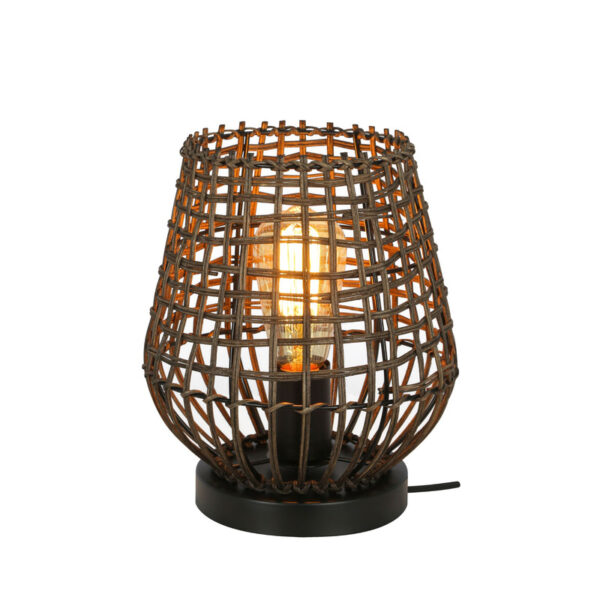 Pronto Wonen Tafellamp Scarperio rond 22 cm rotan bruin Bruin Verlichting