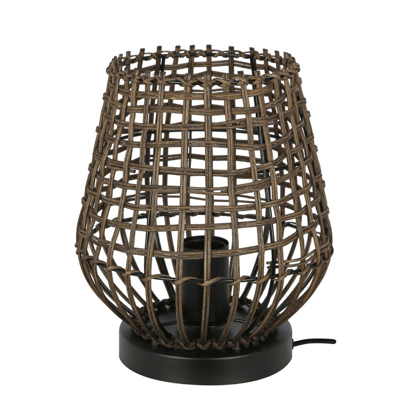 Pronto Wonen Tafellamp Scarperio rond 22 cm rotan bruin Bruin Verlichting