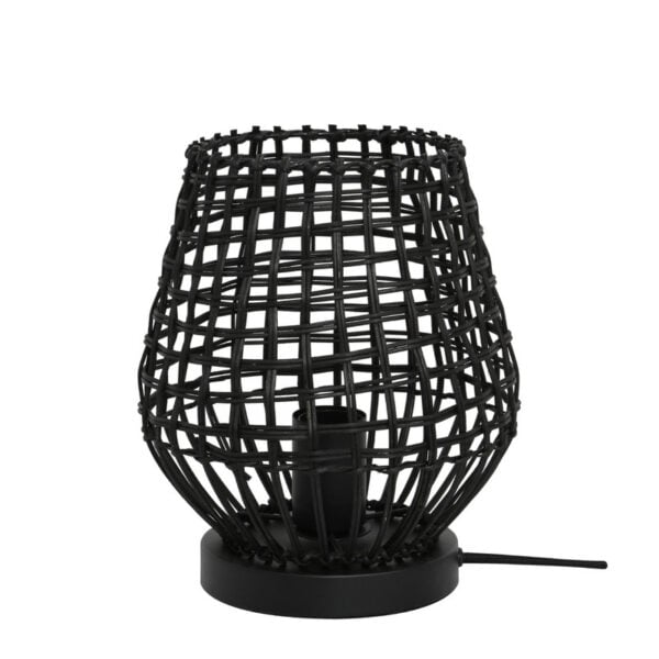 Pronto Wonen Tafellamp Scarperio rond 22 cm rotan zwart Zwart Verlichting