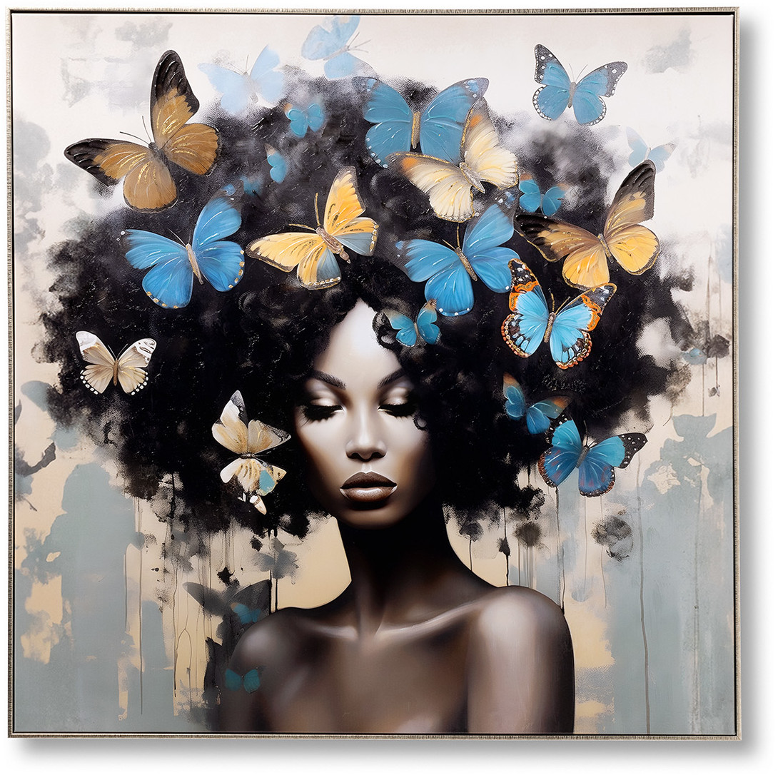 Feelings Wonen meubelen Blue butterfly lady wanddecoratie Blauw Wanddecoratie