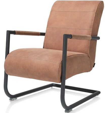 Angelica bijzetfauteuil + zwart frame (ROB) - Cuba leder - cognac