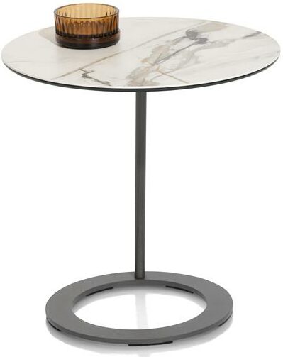 Henders & Hazel Vegas salontafel rond 50 cm - keramiek op glas - wit Wit Bijzettafel