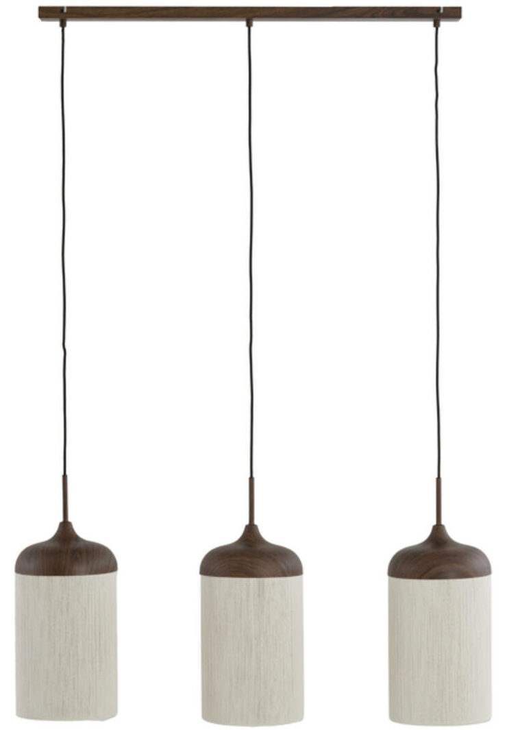 Hanglamp Dania - Hout Print D Bruin+touw Crème Light & Living Hanglamp 2980452