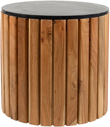 Bijzettafel Marmer Black Ø50, H50, Acacia Natural - Zanzibar Collection Nijwie Bijzettafel ZAN.CT.0004