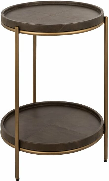 Richmond Ronde Bijzettafel Zillon Leder, 45cm - Bruin