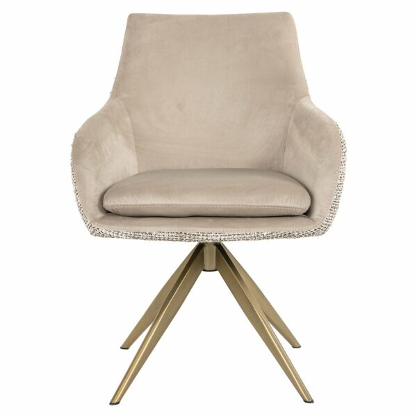 Richmond Interiors Draaifauteuil Lisonne be trendy nature / khaki velvet  Eetkamerstoel