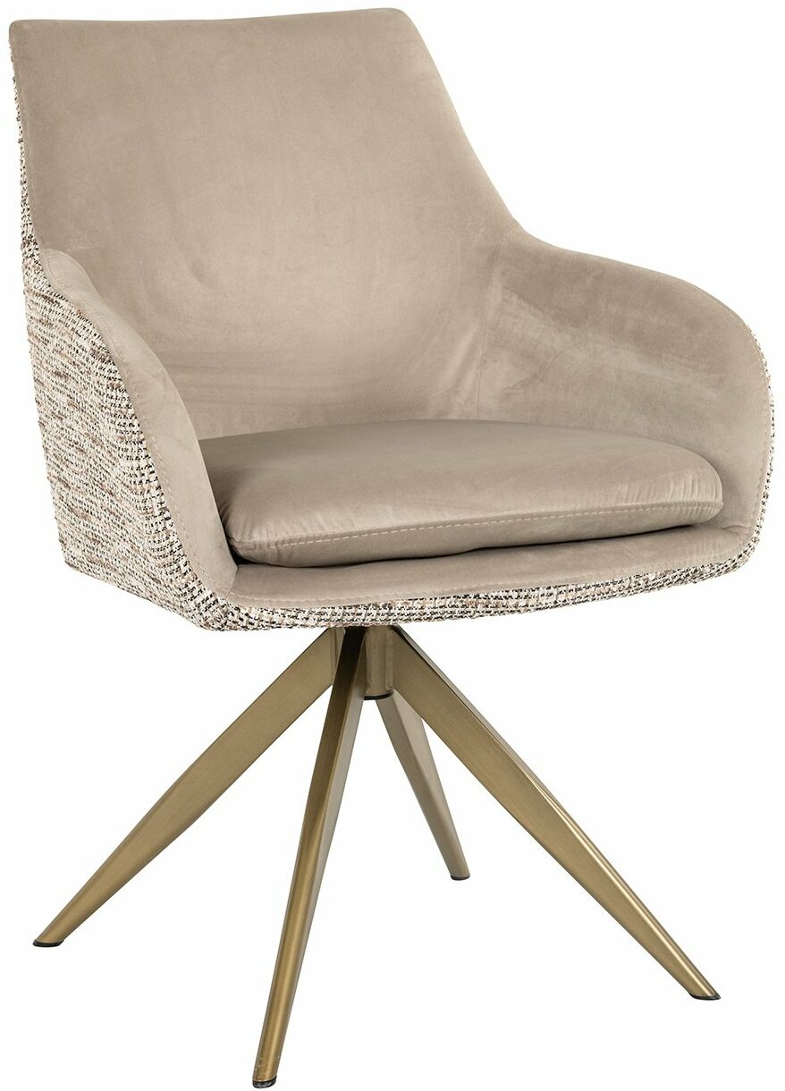 Richmond Interiors Draaifauteuil Lisonne be trendy nature / khaki velvet  Eetkamerstoel