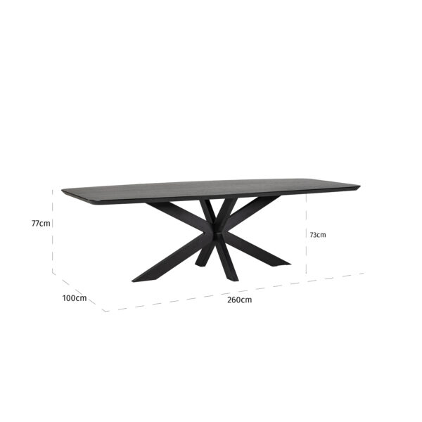 Richmond Interiors Eettafel Bonvoy black 260 Zwart Eettafel