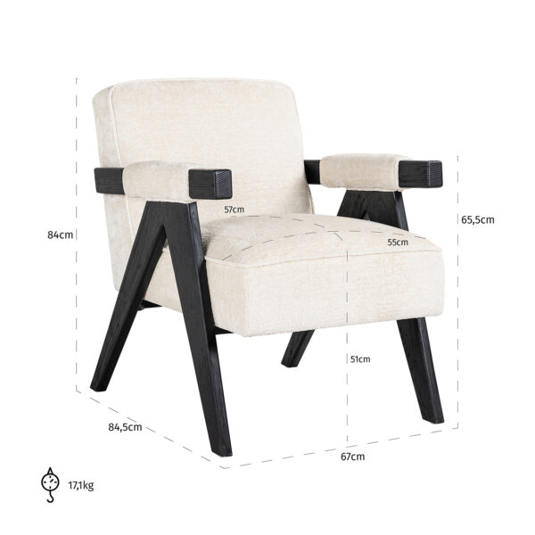 Richmond Interiors Fauteuil Cooper white chenille Wit Fauteuil