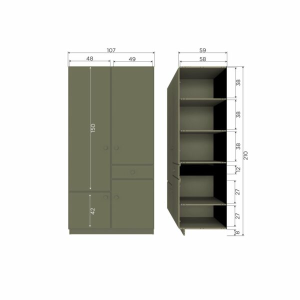 WOOOD Alfie kledingkast smal 107cm grenen forest Forest Linnenkast