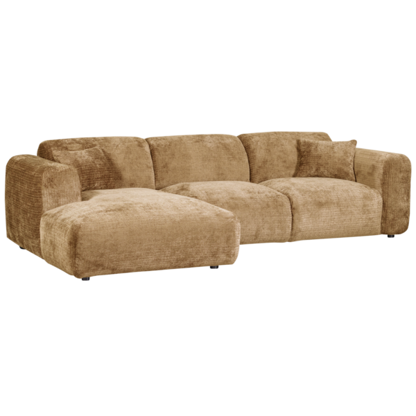 WOOOD Cloud chaise longue links geweven chenille honing geel Geel Bank