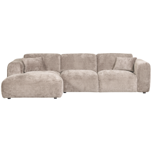 WOOOD Cloud chaise longue links geweven chenille naturel Naturel Bank