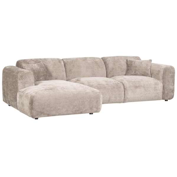 WOOOD Cloud chaise longue links geweven chenille naturel Naturel Bank