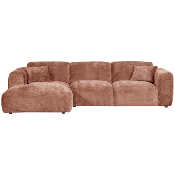 WOOOD Cloud chaise longue links geweven chenille terra Cognac|Oranje|Bruin Bank