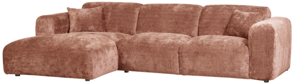 WOOOD Cloud chaise longue links geweven chenille terra Cognac|Oranje|Bruin Bank