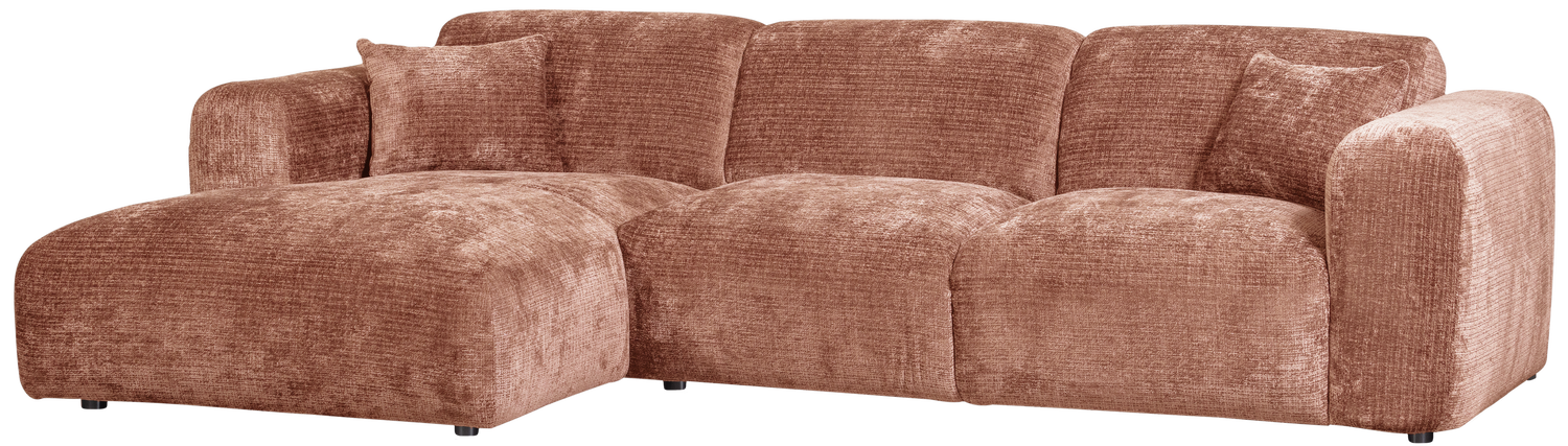 WOOOD Cloud chaise longue links geweven chenille terra Cognac|Oranje|Bruin Bank