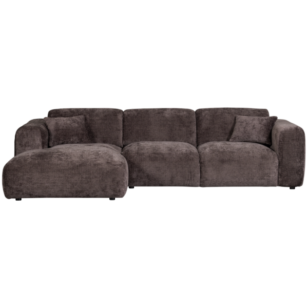 WOOOD Cloud chaise longue links geweven chenille warm bruin Bruin Bank