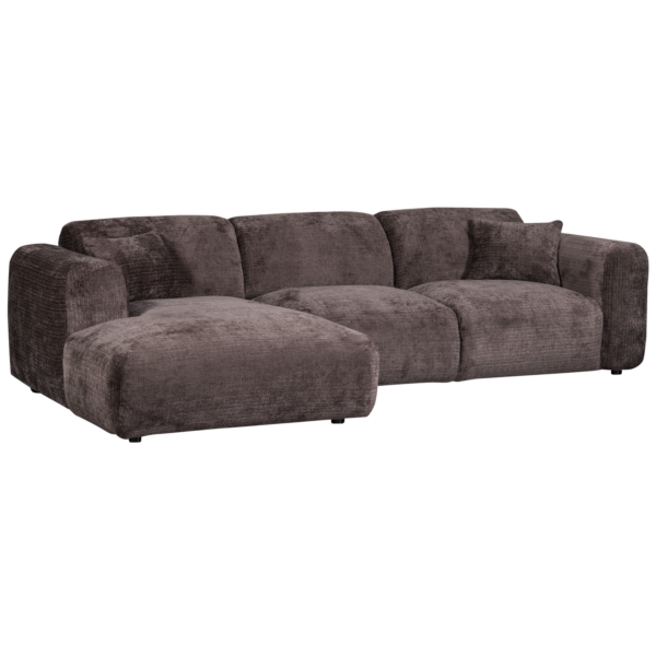 WOOOD Cloud chaise longue links geweven chenille warm bruin Bruin Bank