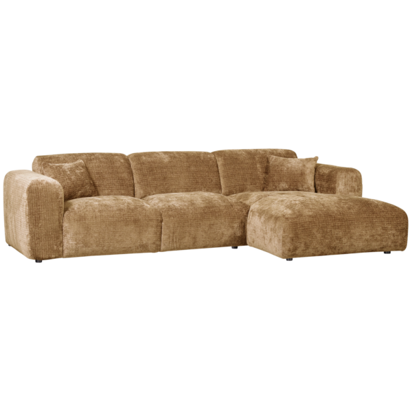 WOOOD Cloud chaise longue rechts geweven chenille honing geel Geel Bank