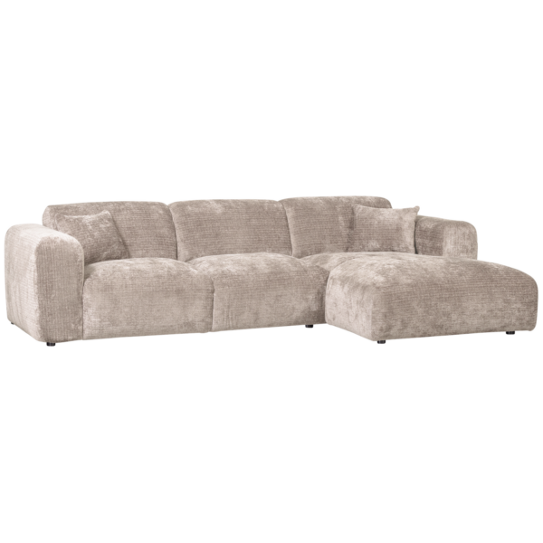 WOOOD Cloud chaise longue rechts geweven chenille naturel Naturel Bank