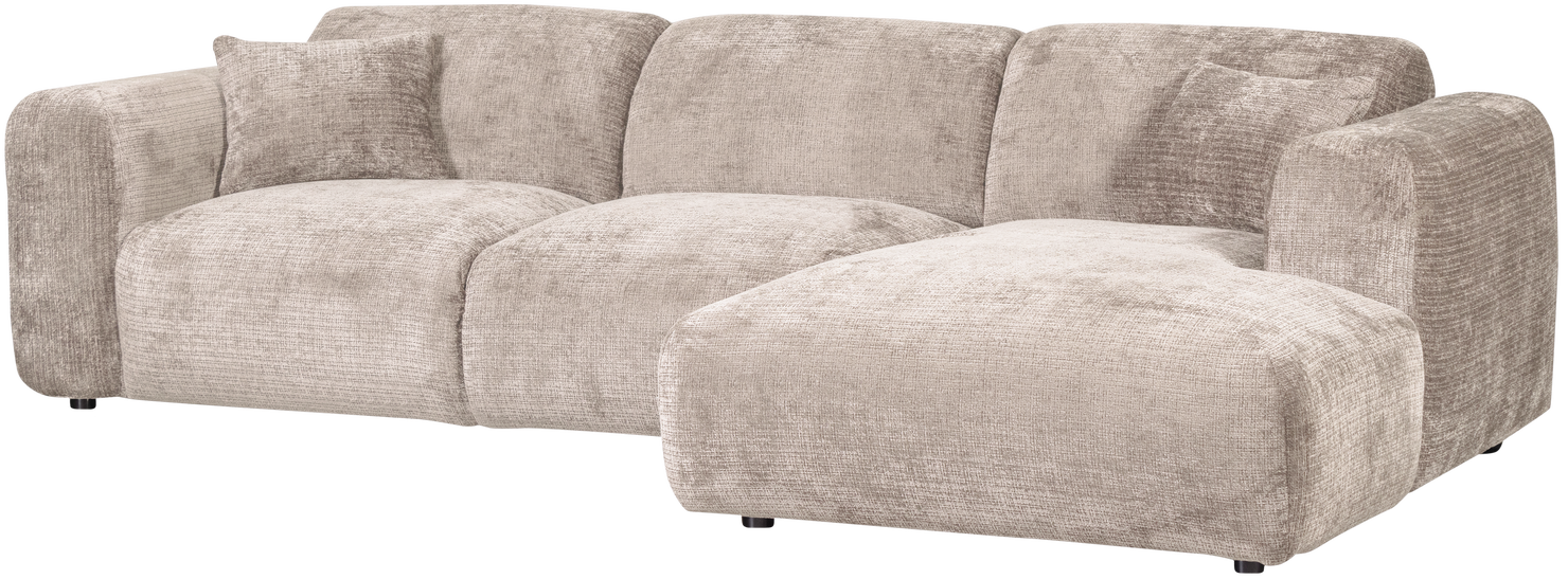 WOOOD Cloud chaise longue rechts geweven chenille naturel Naturel Bank