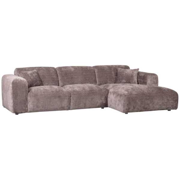 WOOOD Cloud chaise longue rechts geweven chenille taupe Taupe Bank