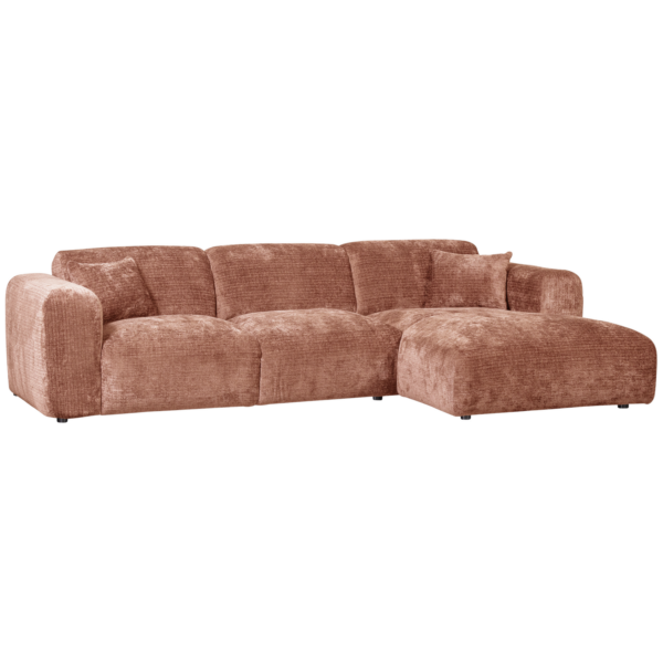 WOOOD Cloud chaise longue rechts geweven chenille terra Cognac|Oranje|Bruin Bank