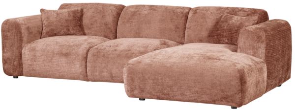 WOOOD Cloud chaise longue rechts geweven chenille terra Cognac|Oranje|Bruin Bank