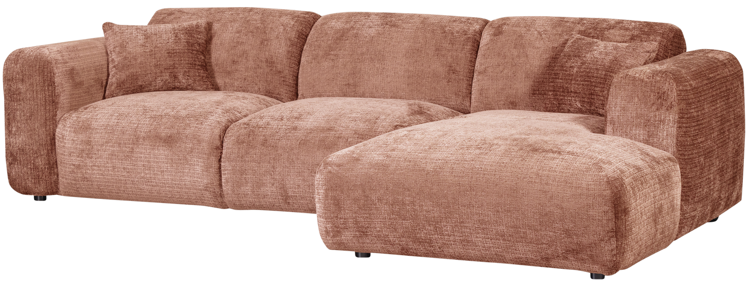 WOOOD Cloud chaise longue rechts geweven chenille terra Cognac|Oranje|Bruin Bank