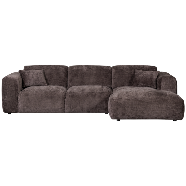 WOOOD Cloud chaise longue rechts geweven chenille warm bruin Bruin Bank