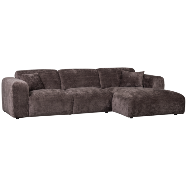 WOOOD Cloud chaise longue rechts geweven chenille warm bruin Bruin Bank