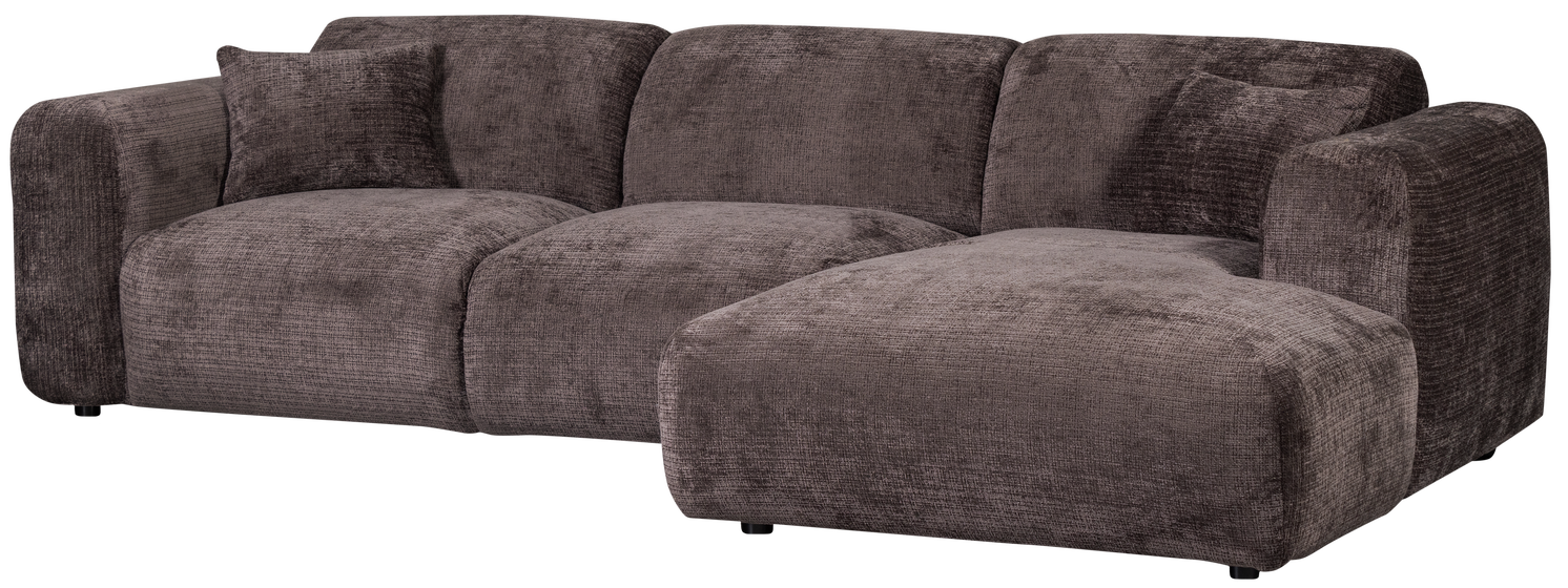 WOOOD Cloud chaise longue rechts geweven chenille warm bruin Bruin Bank