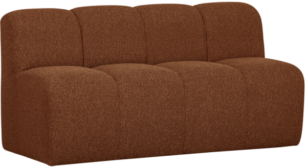 WOOOD Mojo bankje 160cm met rugleuning boucle roest bruin melange Bruin 2-zitsbank