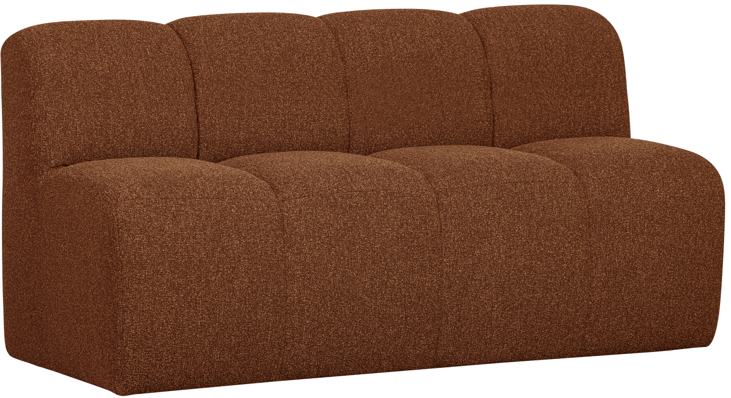 WOOOD Mojo bankje 160cm met rugleuning boucle roest bruin melange Bruin 2-zitsbank