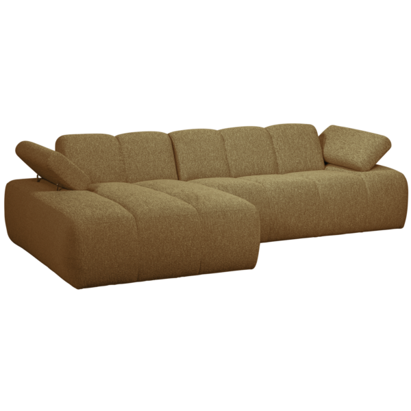 WOOOD Mojo chaise longue links boucle geel/bruin melange Bruin Bank