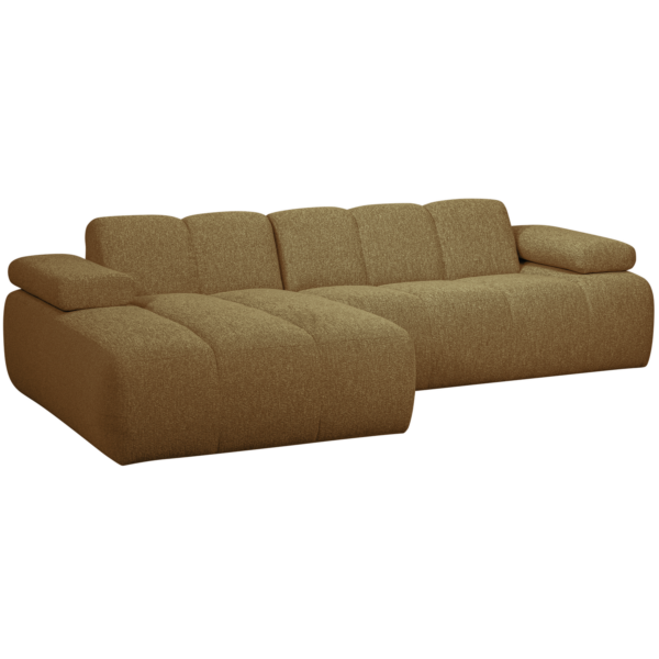 WOOOD Mojo chaise longue links boucle geel/bruin melange Bruin Bank