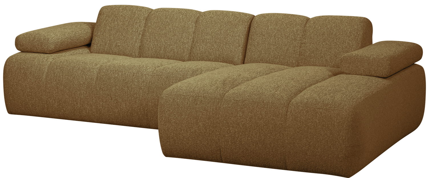 WOOOD Mojo chaise longue rechts boucle geel bruin melange Bruin Bank