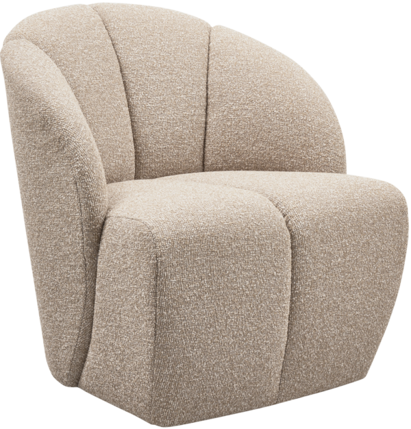 WOOOD Mojo draaifauteuil boucle beige melange Beige Draaifauteuil