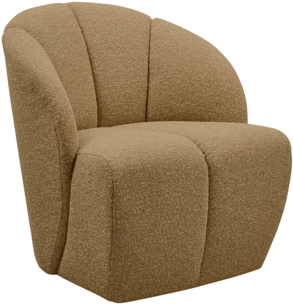 WOOOD Mojo draaifauteuil boucle geel/bruin melange Bruin Draaifauteuil