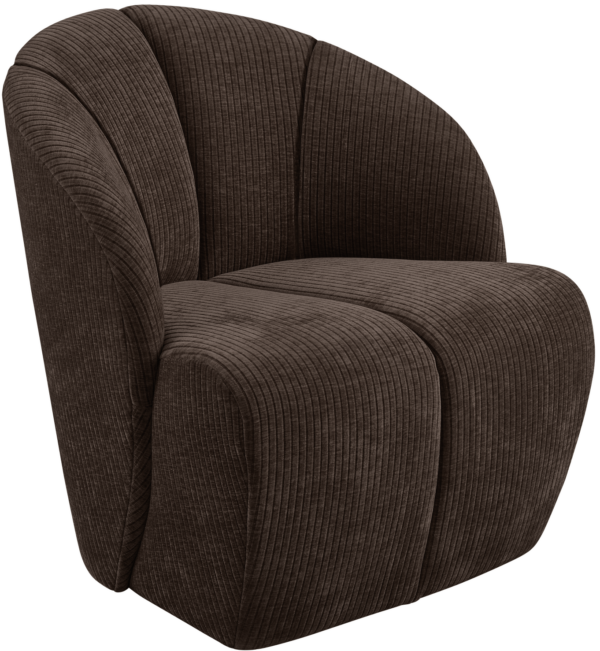 WOOOD Mojo draaifauteuil geweven ribstof bruin Bruin Draaifauteuil