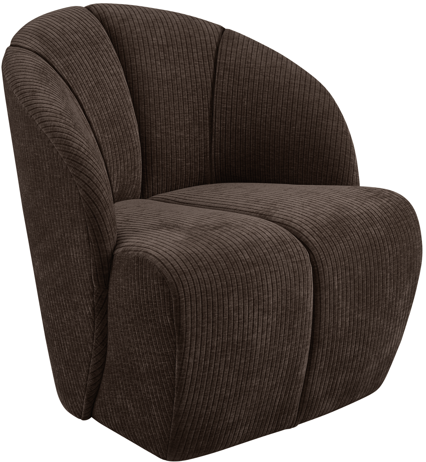 WOOOD Mojo draaifauteuil geweven ribstof bruin Bruin Draaifauteuil