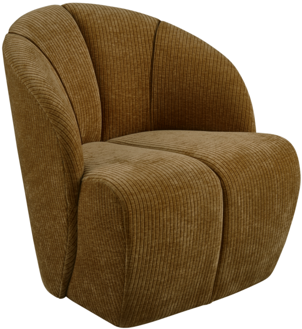 WOOOD Mojo draaifauteuil geweven ribstof honing geel Geel Draaifauteuil