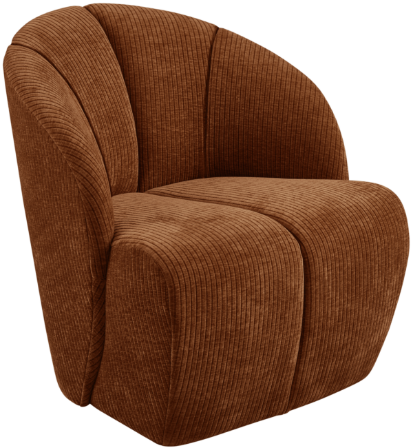 WOOOD Mojo draaifauteuil geweven ribstof roest bruin Bruin Draaifauteuil