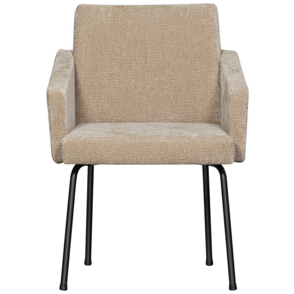 WOOOD Mount eetkamerstoel met armleuning 3d chenille zand Beige|Bruin Eetkamerstoel