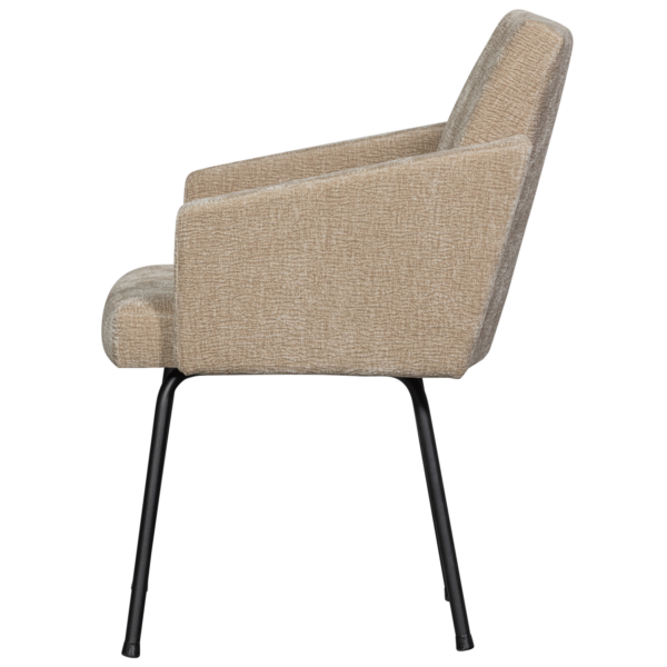 WOOOD Mount eetkamerstoel met armleuning 3d chenille zand Beige|Bruin Eetkamerstoel